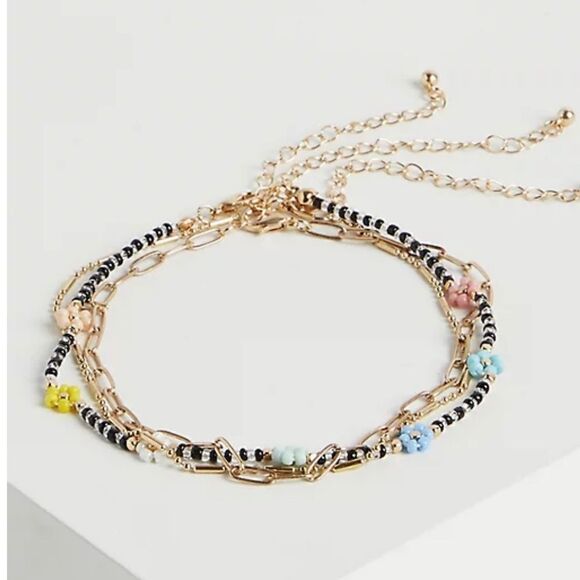 TORRID FLORAL BEADED STRETCH BRACELET MULTI COLOR - Picture 2 of 3